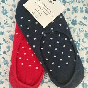 LOFT Polka Dot No-Show Socks - Red and Navy